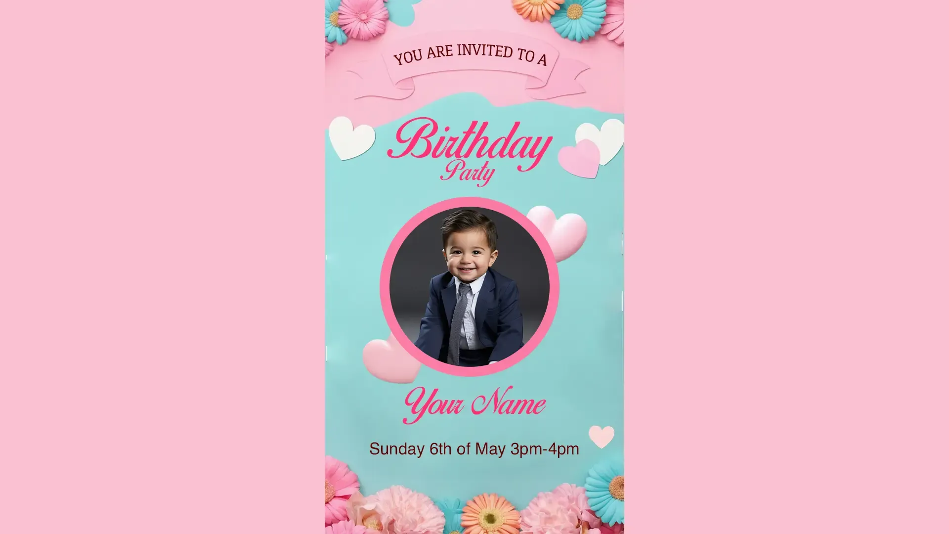 Cute Baby Boy Birthday Invitation Card for Instagram Story